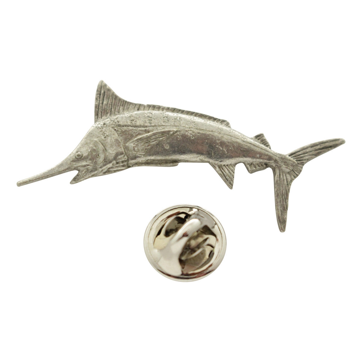 Marlin Pin ~ Antiqued Pewter ~ Lapel Pin ~ Sarah's Treats & Treasures